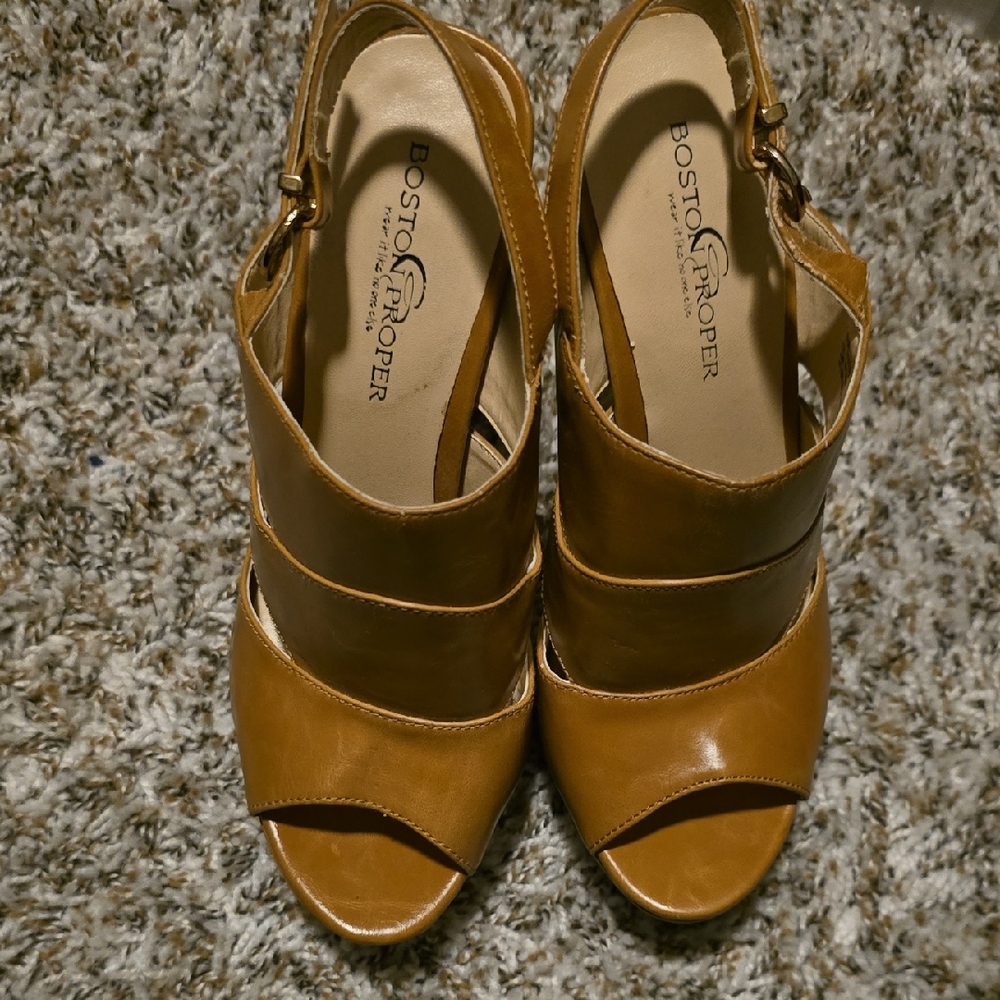Boston Proper Brown Strappy Heels